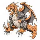 charizard father looking tattoo design idea