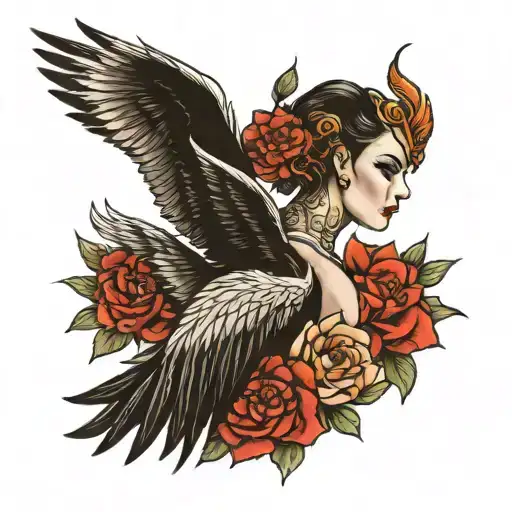 black swan warrior tattoo design idea