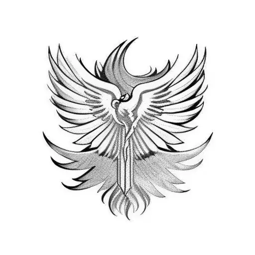 Phoenix wings with black band tattoo design idea