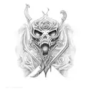 espada enfiada em uma rosa tattoo design idea