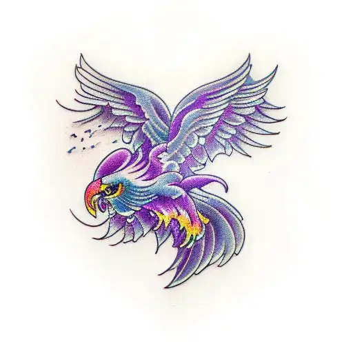 Purple phoenix tattoo design idea