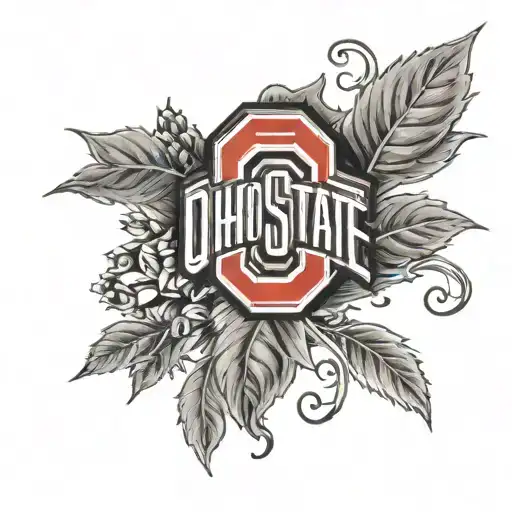ohio state block o logo with  7 buckeye leaves around the base of the o tattoo design idea