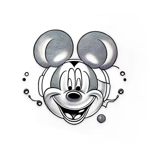 Mickey Mouse as a futuristic cyborg tattoo design idea