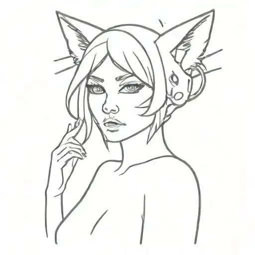 ghost with cat ears tattoo design idea