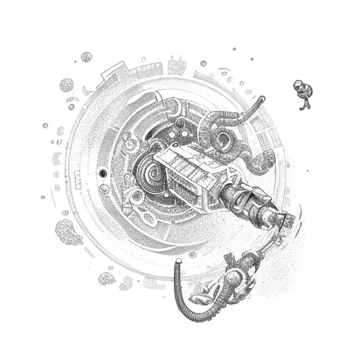 ROV pilot controlling a robotic arm underwater tattoo design idea