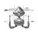 ROV pilot controlling a robotic arm underwater tattoo design idea