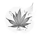 marijuana and sexy babe tattoo design idea