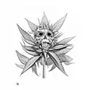 marijuana bud inside babes face tattoo design idea