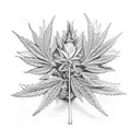 marijuana bud inside babes face tattoo design idea