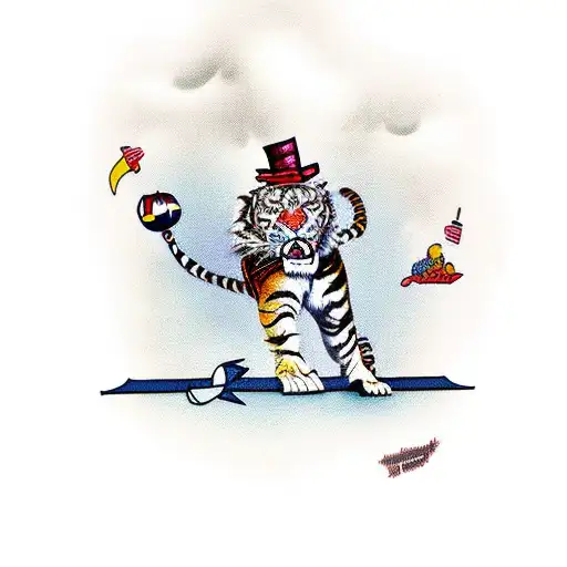 circus man training a tiger tattoo design idea