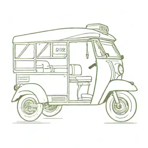 tuk tuk where the body/middle is made out of a lime, but the front panel of the tuk tuk looks like a typical tuk tuk tattoo design idea