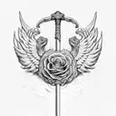 cerberus sword rose wings libra tattoo design idea