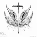 cerberus sword rose wings libra tattoo design idea