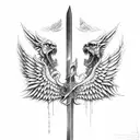 cerberus sword rose wings libra tattoo design idea