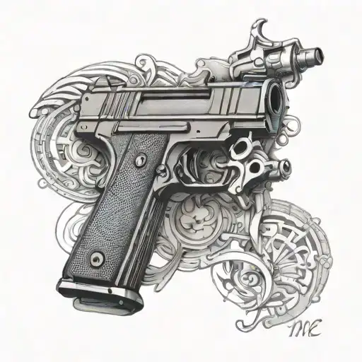 1911 pistol tattoo design idea