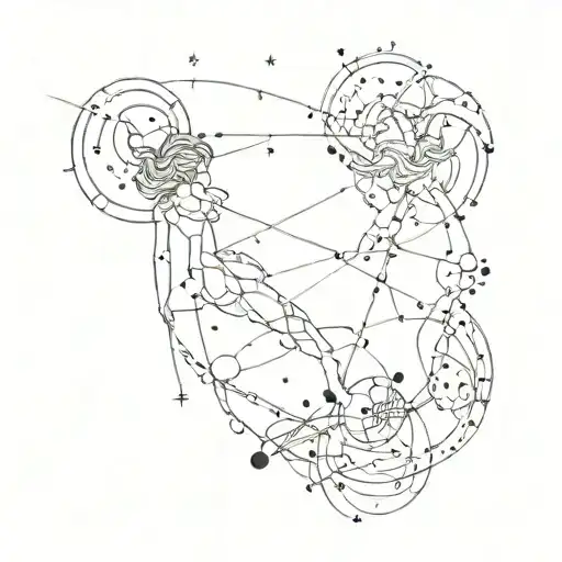 Gemini and Cancer constellation  intertwining tattoo design idea