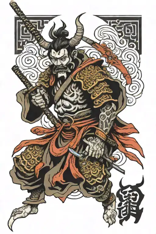 warrior demon samurai of tattoo design idea