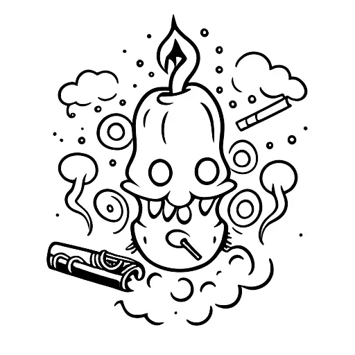 cartoon pear smoking a joint tattoo design idea