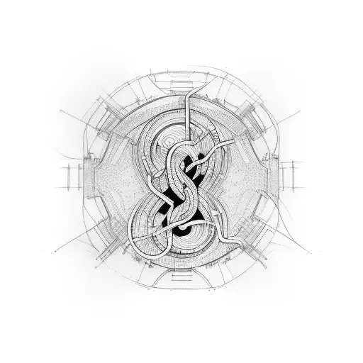 Electrical circuitry intertwined with musical notes tattoo design idea
