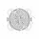 Electrical circuitry intertwined with musical notes tattoo design idea