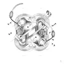 Electrical circuitry intertwined with musical notes tattoo design idea