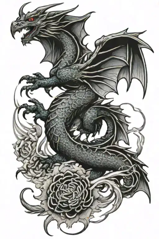 welsh dragon merge into butterfly wings tattoo design idea