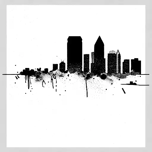 rectangle with San Diego skyline tattoo design idea