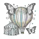circus butterfly baloon rainbow tattoo design idea