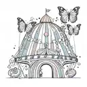 circus butterfly baloon rainbow tattoo design idea