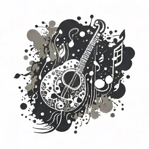 Painter's palette with musical notes as paint splatters tattoo design idea