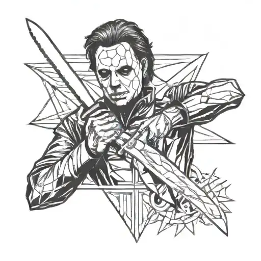 Michael Myers holding a knife tattoo design idea