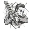 Michael Myers wielding his weapon tattoo design idea