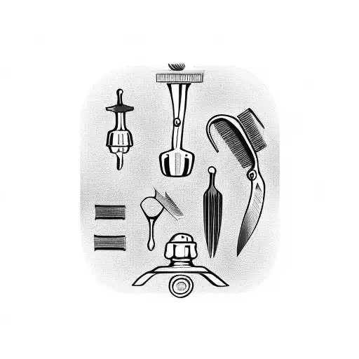 Vintage barber tools tattoo design idea