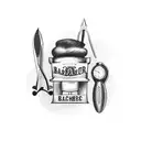Vintage barber tools tattoo design idea