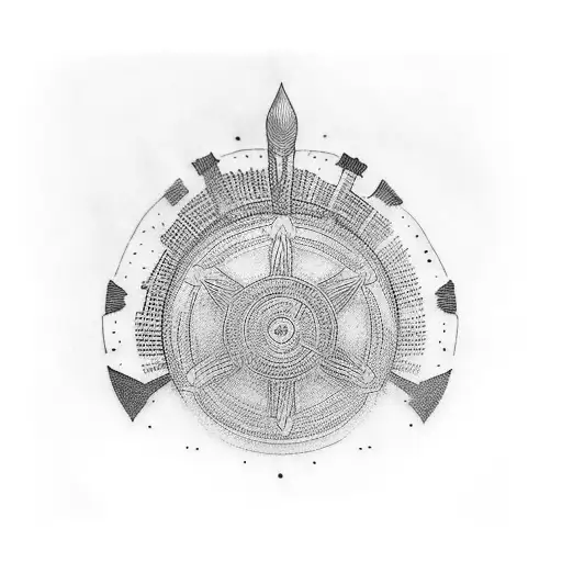 pottery wheel tattoo design idea