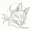 head of tri colored cat in venus planet tattoo design idea