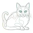 head of tri colored cat in venus planet tattoo design idea