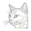 head of tri colored cat in venus planet tattoo design idea