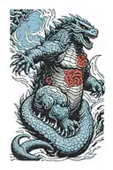 Godzilla Ice Blue Brutal Evil Red Attack Denon Kaiju tattoo design idea