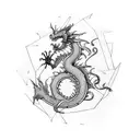 Abstract dragon with anime-inspired elements tattoo design idea