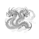 Abstract dragon with anime-inspired elements tattoo design idea