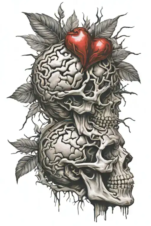 shattered brain and heart   tattoo design idea