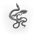 snake with dagger down middle tattoo design idea