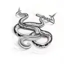 snake with dagger down middle tattoo design idea