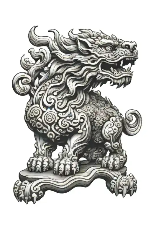 Traditional Japanese Lion (Komainu): Often depicted as guardian statues, these lions are symbolic of protection and stre tattoo design idea
