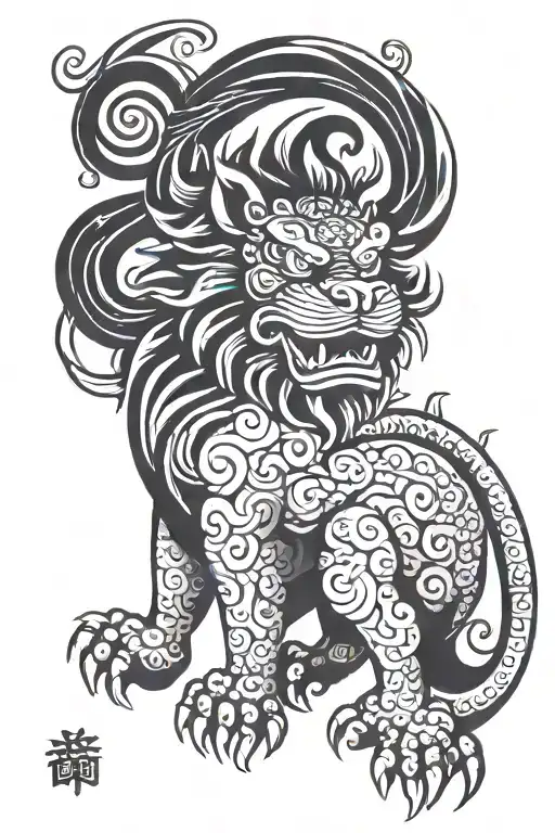 Traditional Japanese Lion (Komainu): Often depicted as guardian statues, these lions are symbolic of protection and stre tattoo design idea