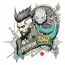 cyberpunk 2077 cyberware symetrical tattoo design idea