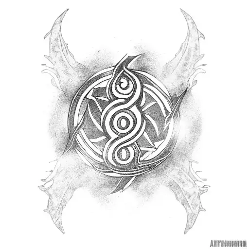 A fierce dragon wrapped around a Nordic symbol of strength and power tattoo design idea