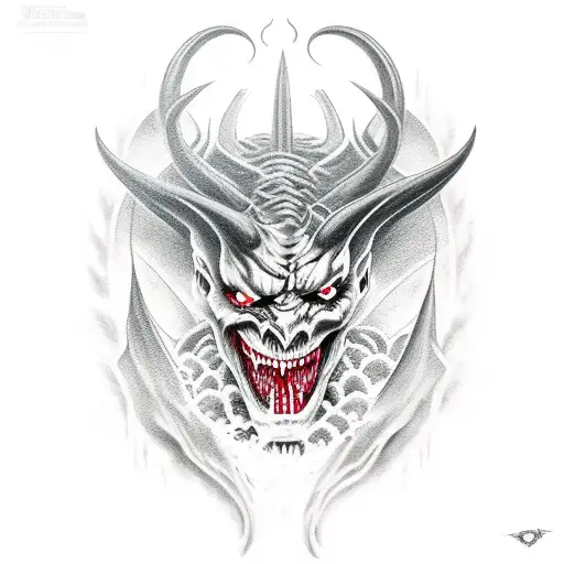 demon, devil, graveyard, graphics, atmosphere tattoo design idea