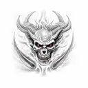 demon, devil, graveyard, graphics, atmosphere tattoo design idea